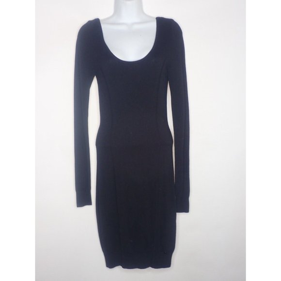 Guess‎ Black Knit Dress Women M Key Hole Back Long Sleeve - Picture 1 of 6